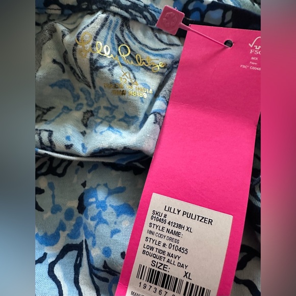 Lilly Pulitzer mini Cody Floral Blue and White Dress NWT - Picture 6 of 7